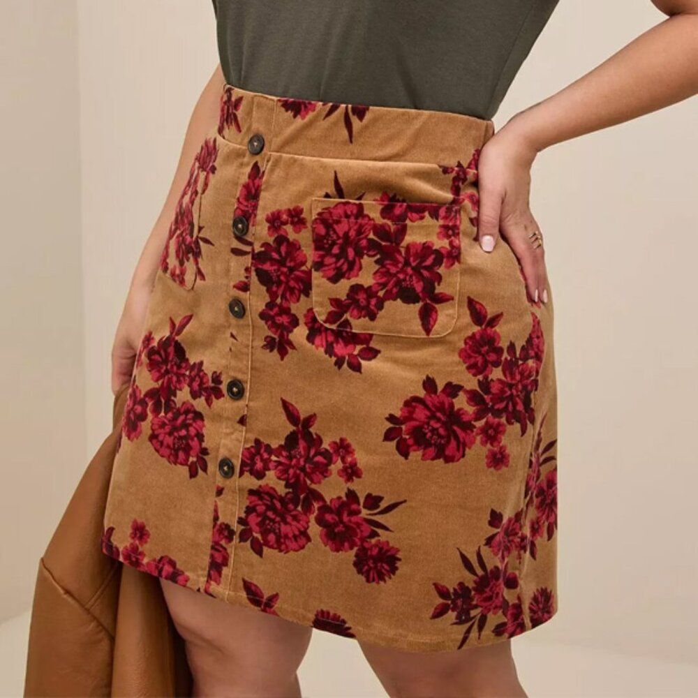 Torrid Corduroy Button-Front Mini Skirt